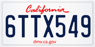 CA license plate 6TTX549
