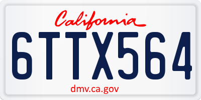 CA license plate 6TTX564