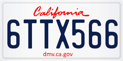 CA license plate 6TTX566