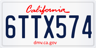 CA license plate 6TTX574