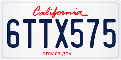 CA license plate 6TTX575