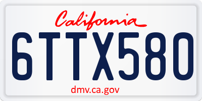CA license plate 6TTX580