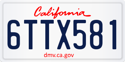 CA license plate 6TTX581