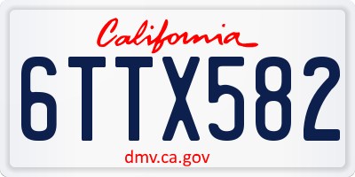 CA license plate 6TTX582