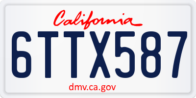 CA license plate 6TTX587