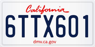 CA license plate 6TTX601