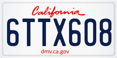 CA license plate 6TTX608