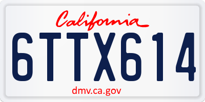 CA license plate 6TTX614