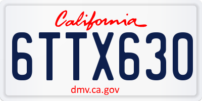 CA license plate 6TTX630