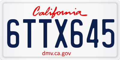 CA license plate 6TTX645