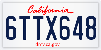 CA license plate 6TTX648