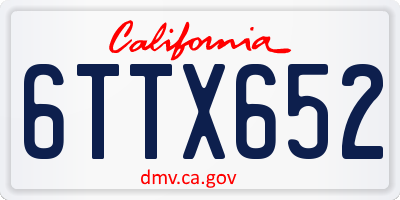 CA license plate 6TTX652