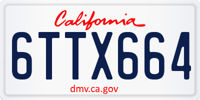 CA license plate 6TTX664