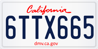 CA license plate 6TTX665