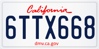 CA license plate 6TTX668