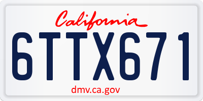 CA license plate 6TTX671