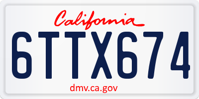 CA license plate 6TTX674