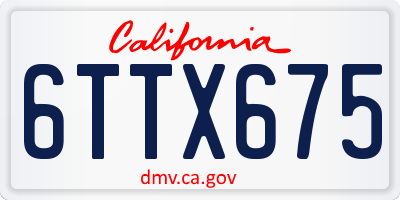 CA license plate 6TTX675