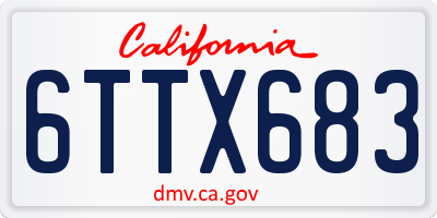 CA license plate 6TTX683