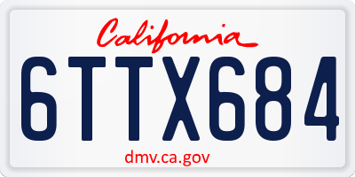 CA license plate 6TTX684