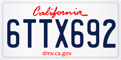CA license plate 6TTX692