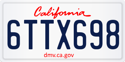CA license plate 6TTX698