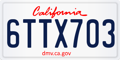 CA license plate 6TTX703