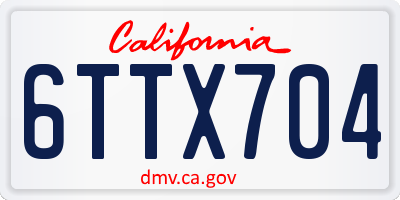 CA license plate 6TTX704
