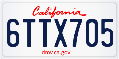 CA license plate 6TTX705