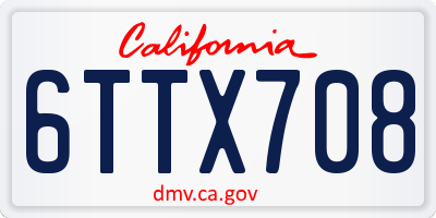 CA license plate 6TTX708