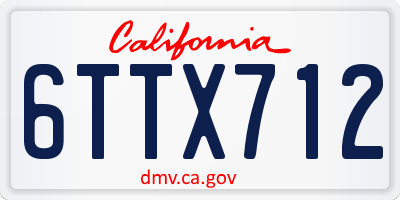 CA license plate 6TTX712