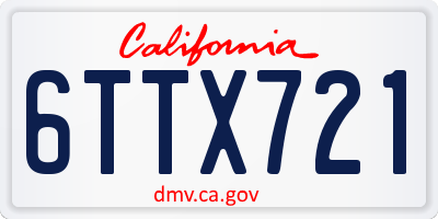 CA license plate 6TTX721