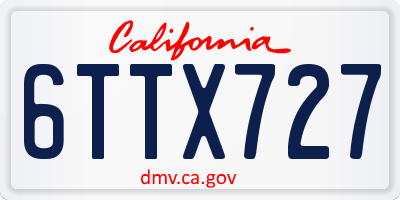 CA license plate 6TTX727