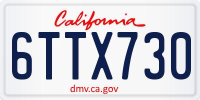 CA license plate 6TTX730