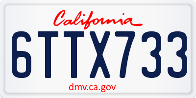 CA license plate 6TTX733