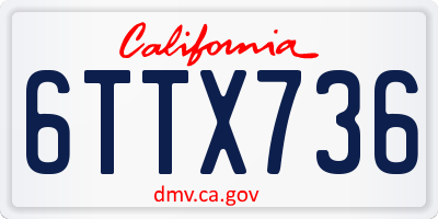 CA license plate 6TTX736
