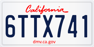 CA license plate 6TTX741
