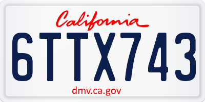 CA license plate 6TTX743