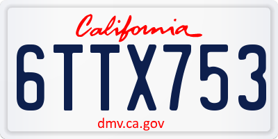 CA license plate 6TTX753