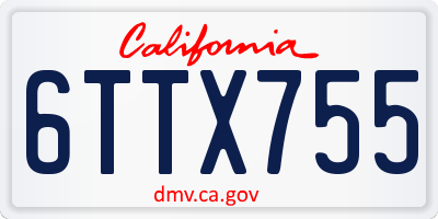 CA license plate 6TTX755