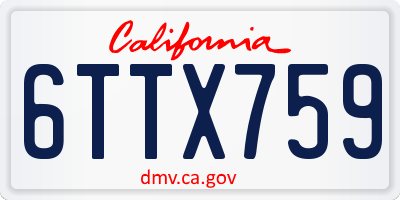 CA license plate 6TTX759