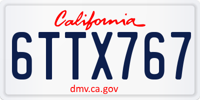 CA license plate 6TTX767