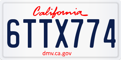 CA license plate 6TTX774