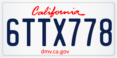 CA license plate 6TTX778