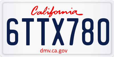 CA license plate 6TTX780