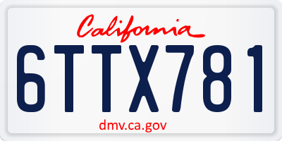 CA license plate 6TTX781