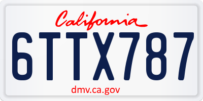 CA license plate 6TTX787