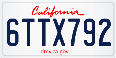 CA license plate 6TTX792