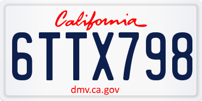 CA license plate 6TTX798