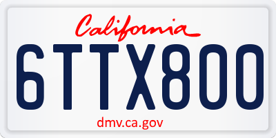 CA license plate 6TTX800
